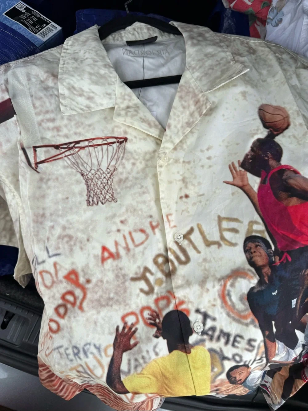 Jordan Multicolor Basketball Print Casual Button-Down Shirt
